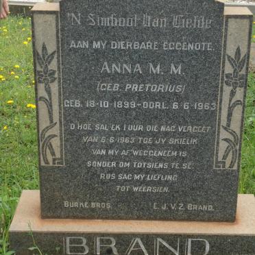 BRAND Anna M.M. nee PRETORIUS 1899-1963