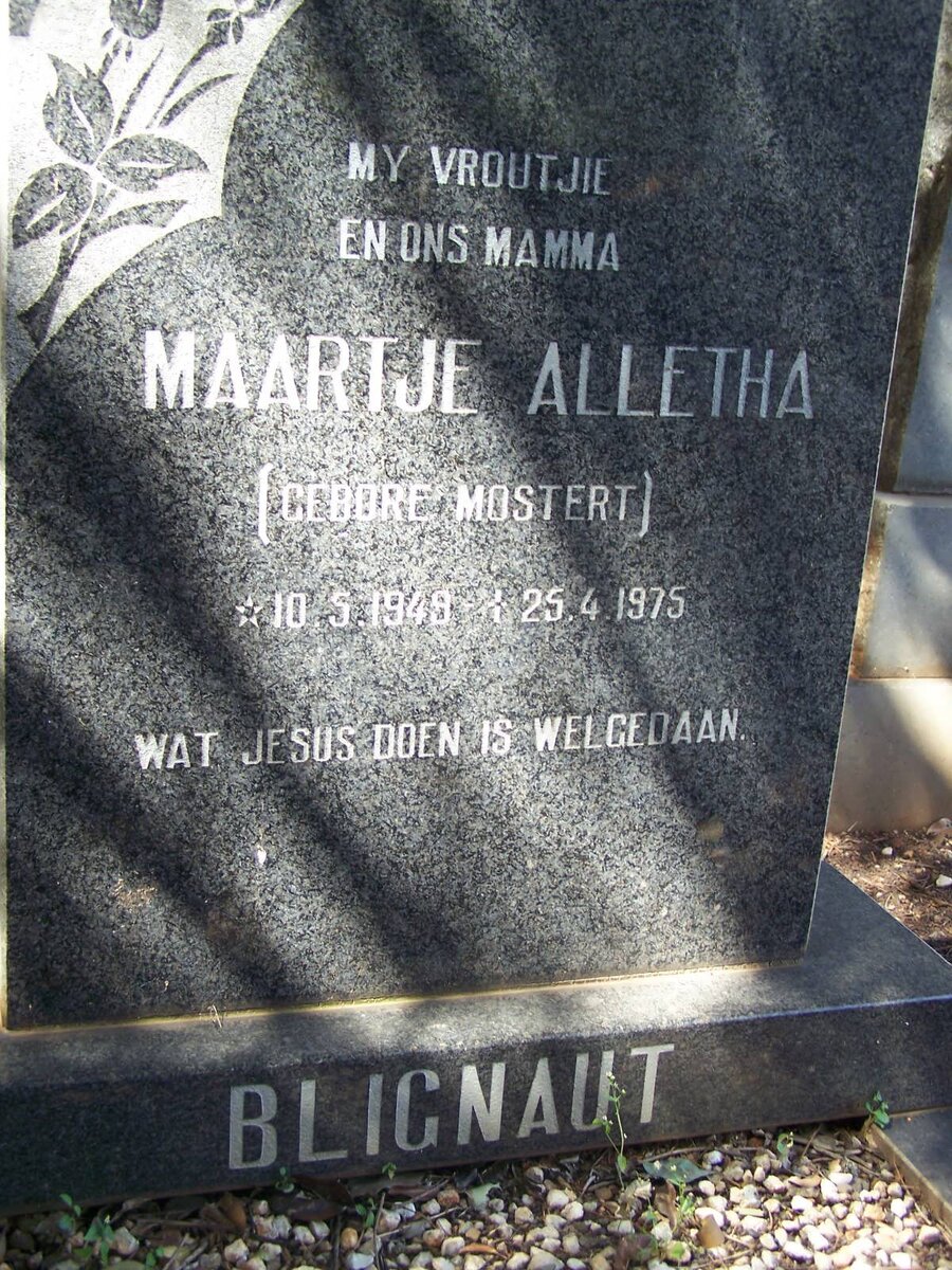 BLIGNAUT Maartje Alletha nee MOSTERT 1949-1975