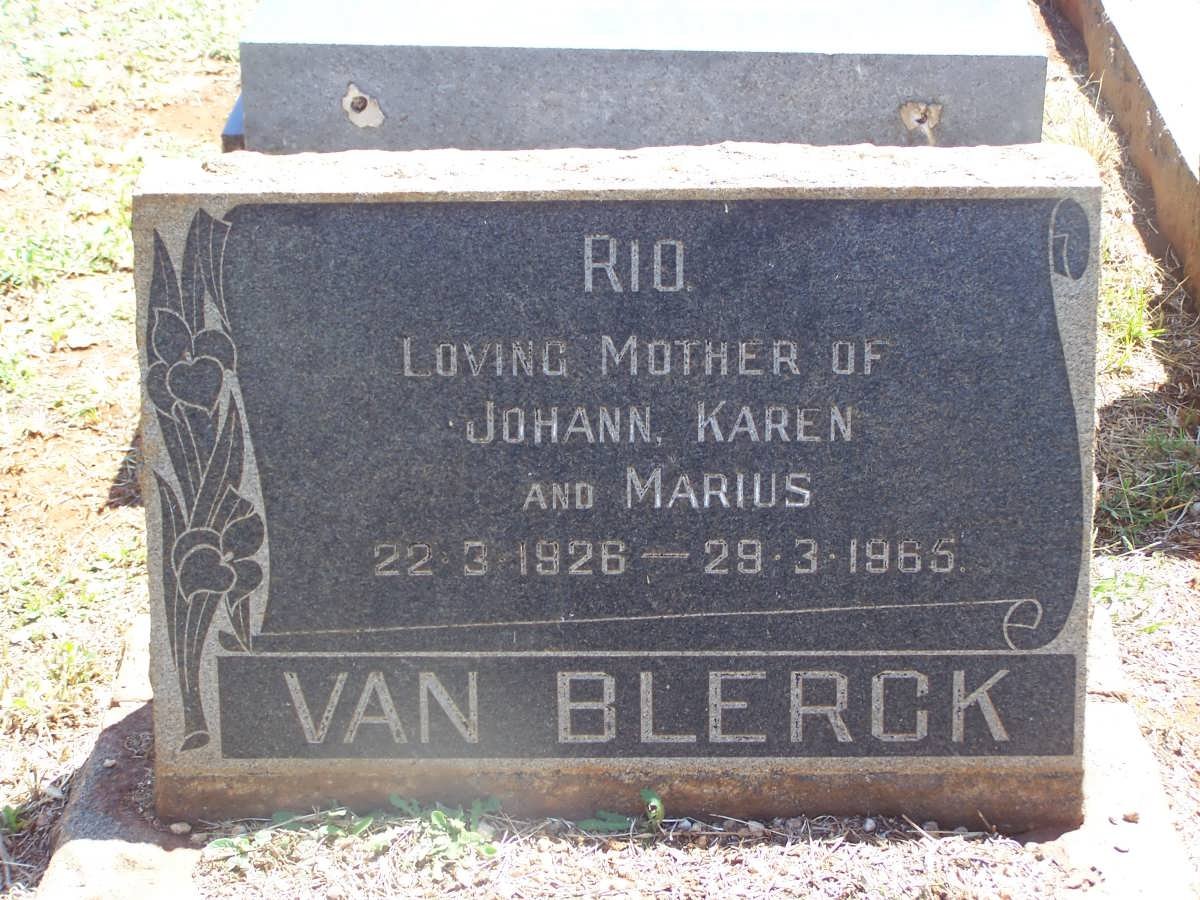 BLERCK Rio, van 1926-1965