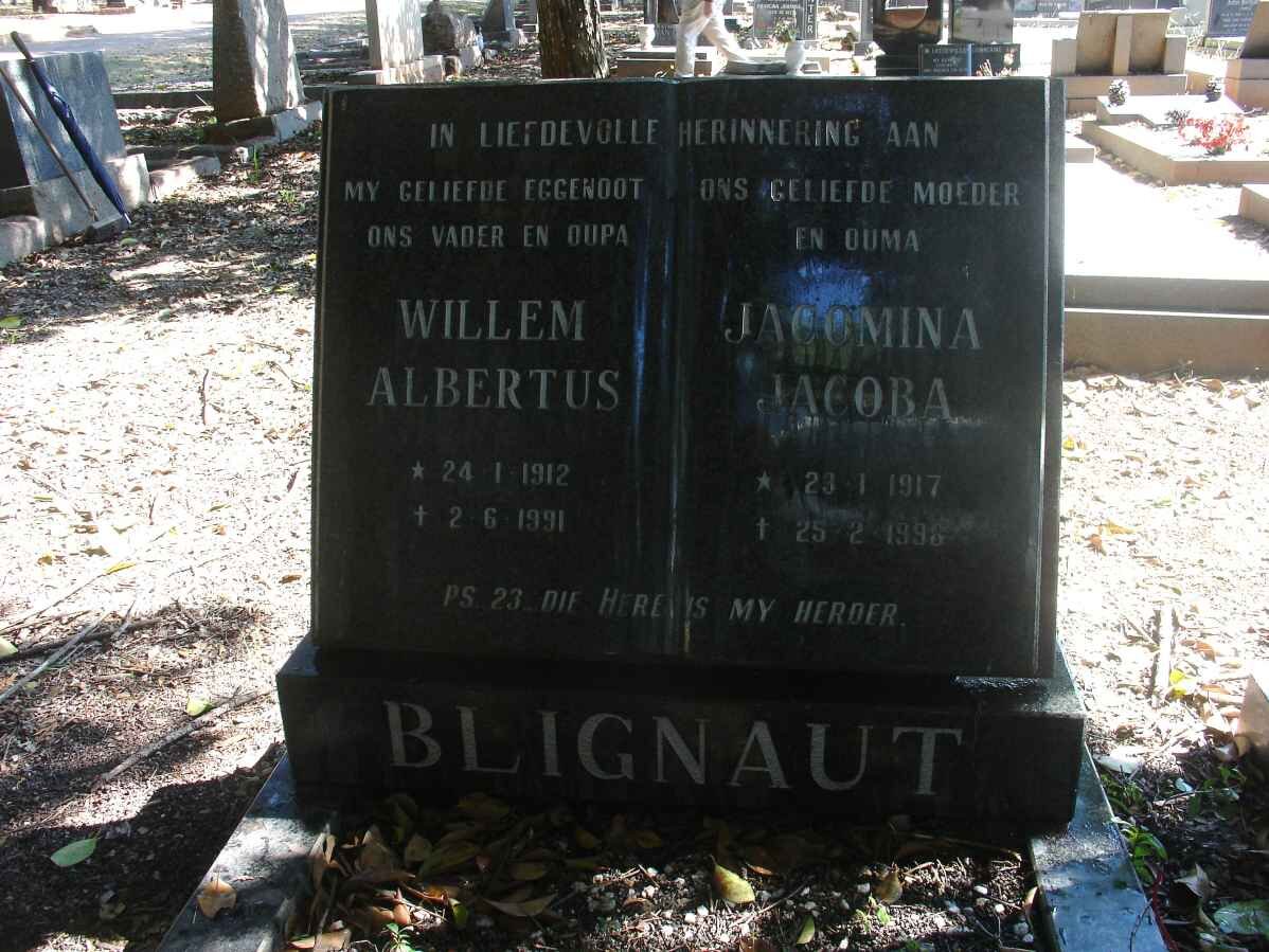 BLIGNAUT Willem Albertus 1912-1991 &amp; Jacomina Jacoba 1917-1996