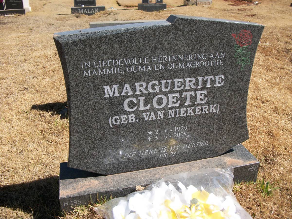 CLOETE Marguerite geb VAN NIEKERK 1929-2007