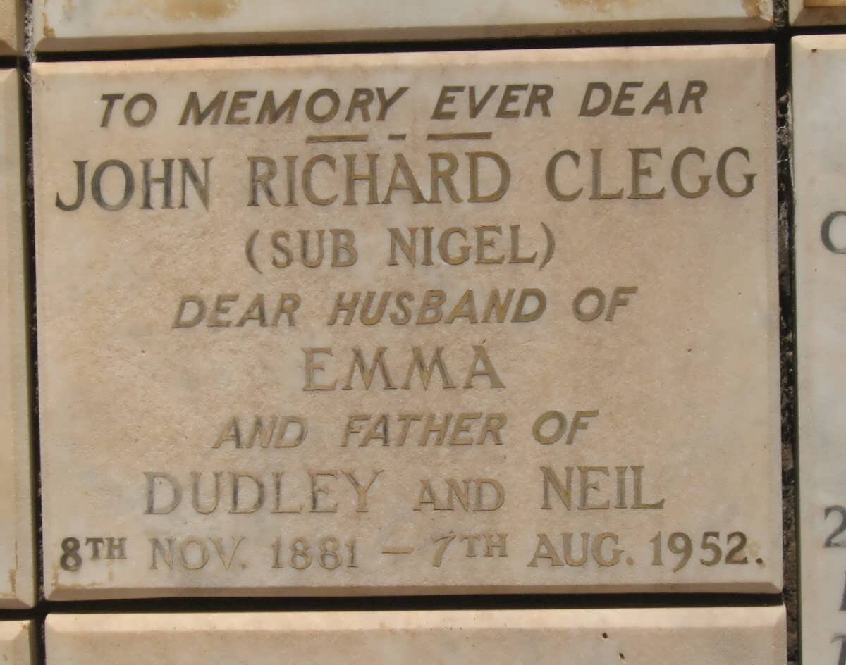 CLEGG John Richard 1881-1952