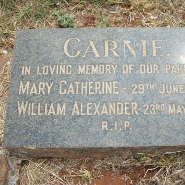 CARNIE William Alexander -1965 &amp; Mary Catherine -1951
