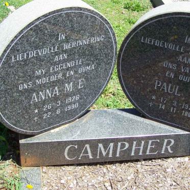 CAMPHER Paul J. 1924-1999 &amp; Anna M.E. 1926-1990