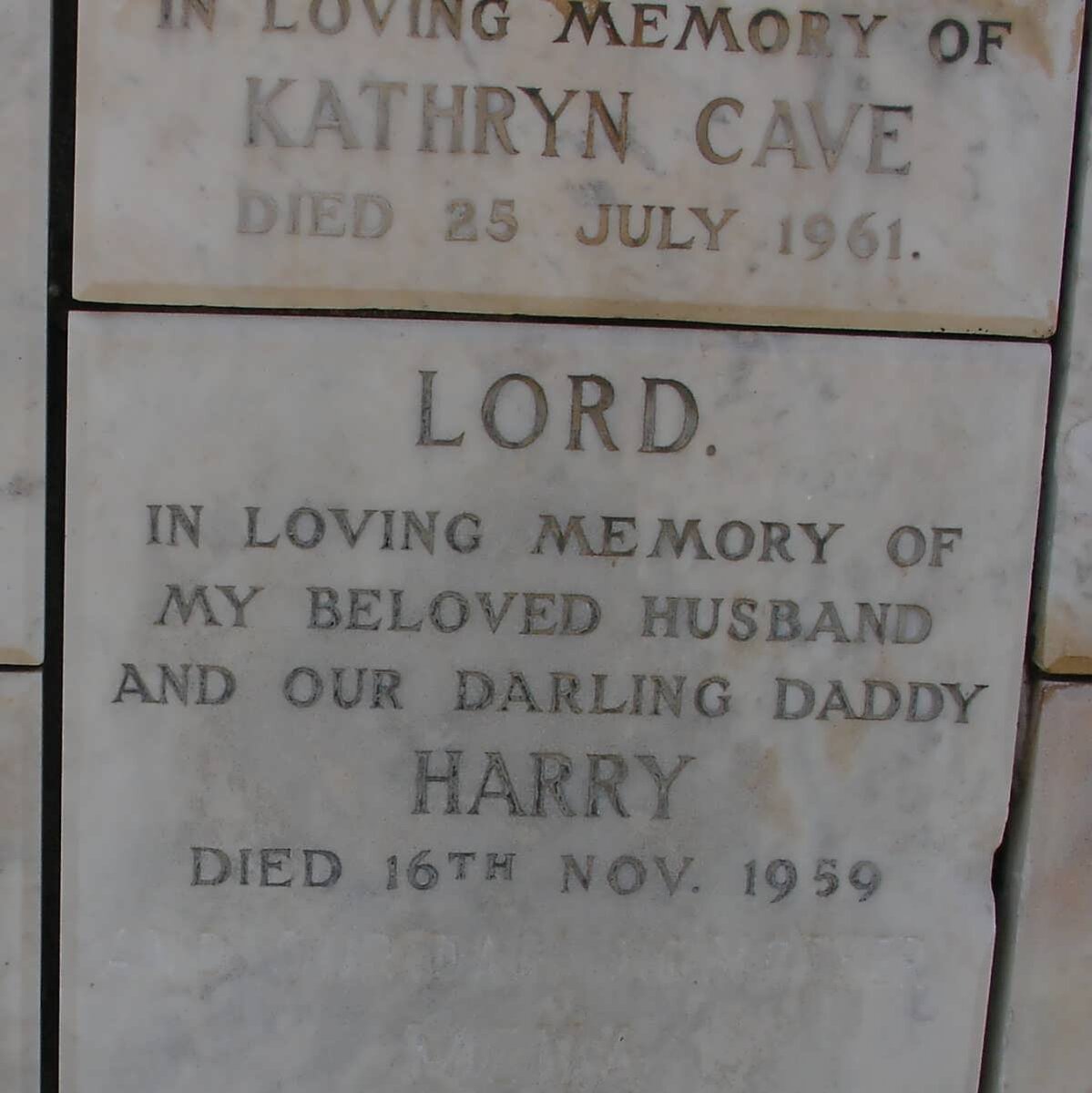 CAVE Kathryn -1961 :: LORD Harry -1959