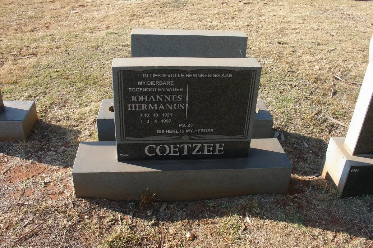 COETZEE Johannes Hermanus 1921-1997