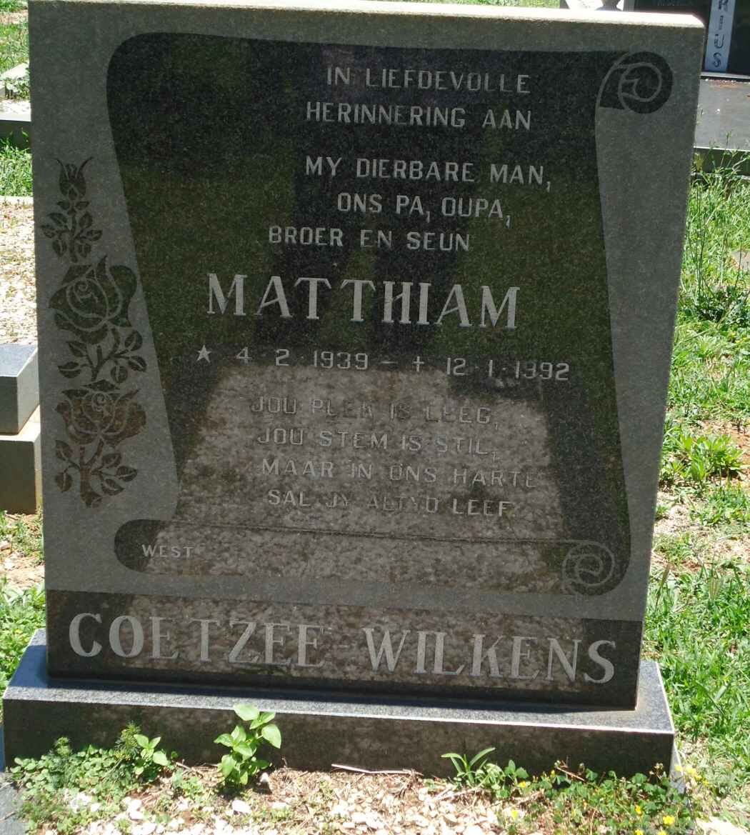 COETZEE WILKENS Matthiam 1939-1992