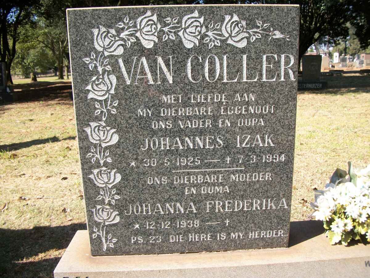COLLER Johannes Izak, van 1925-1994 &amp; Johanna Frederika 1938-