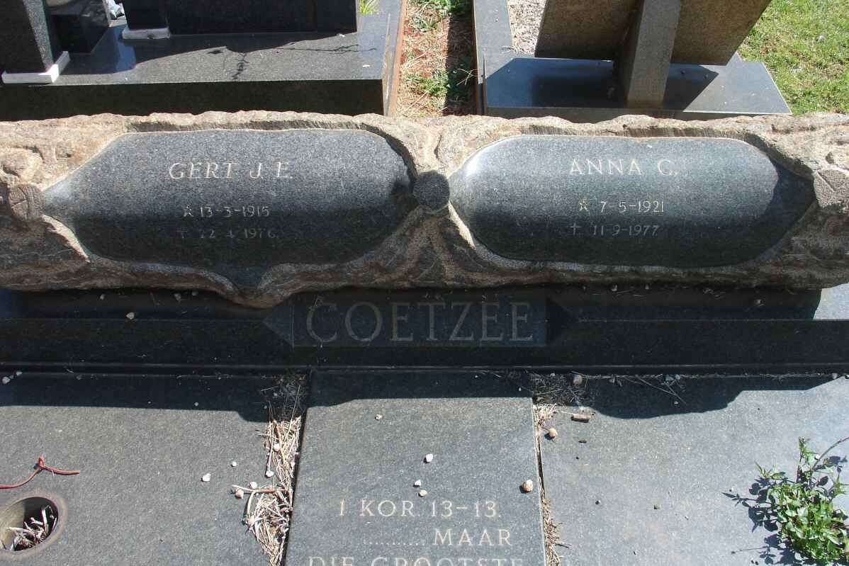 COETZEE Gert J.E. 1915-1976 &amp; Anna C. 1921-1977