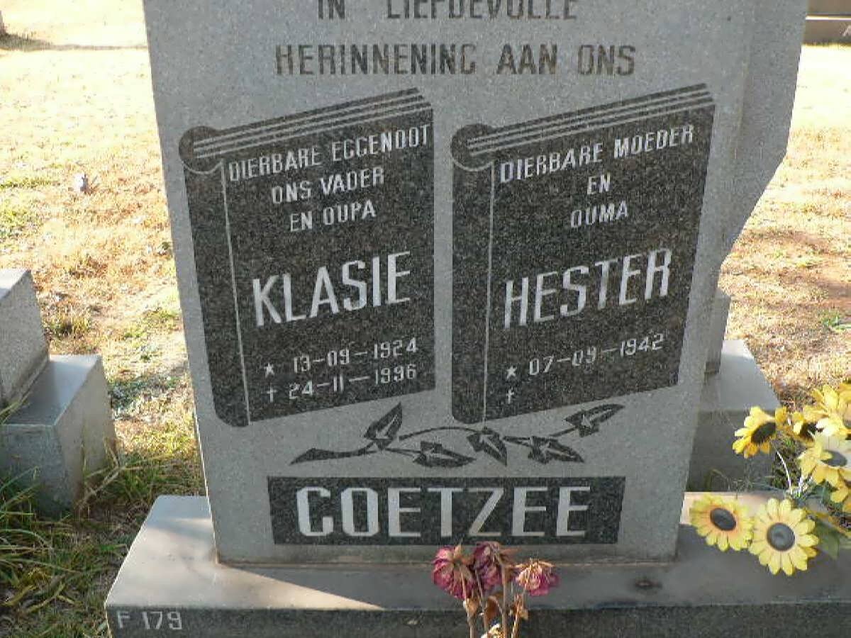 COETZEE Klasie 1924-1996 &amp; Hester 1942-