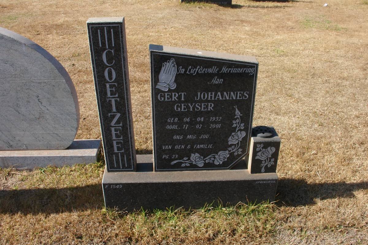 COETZEE Gert Johannes Geyser 1932-2001