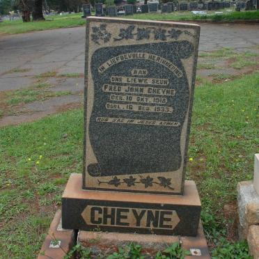 CHEYNE Fred John 1918-1933