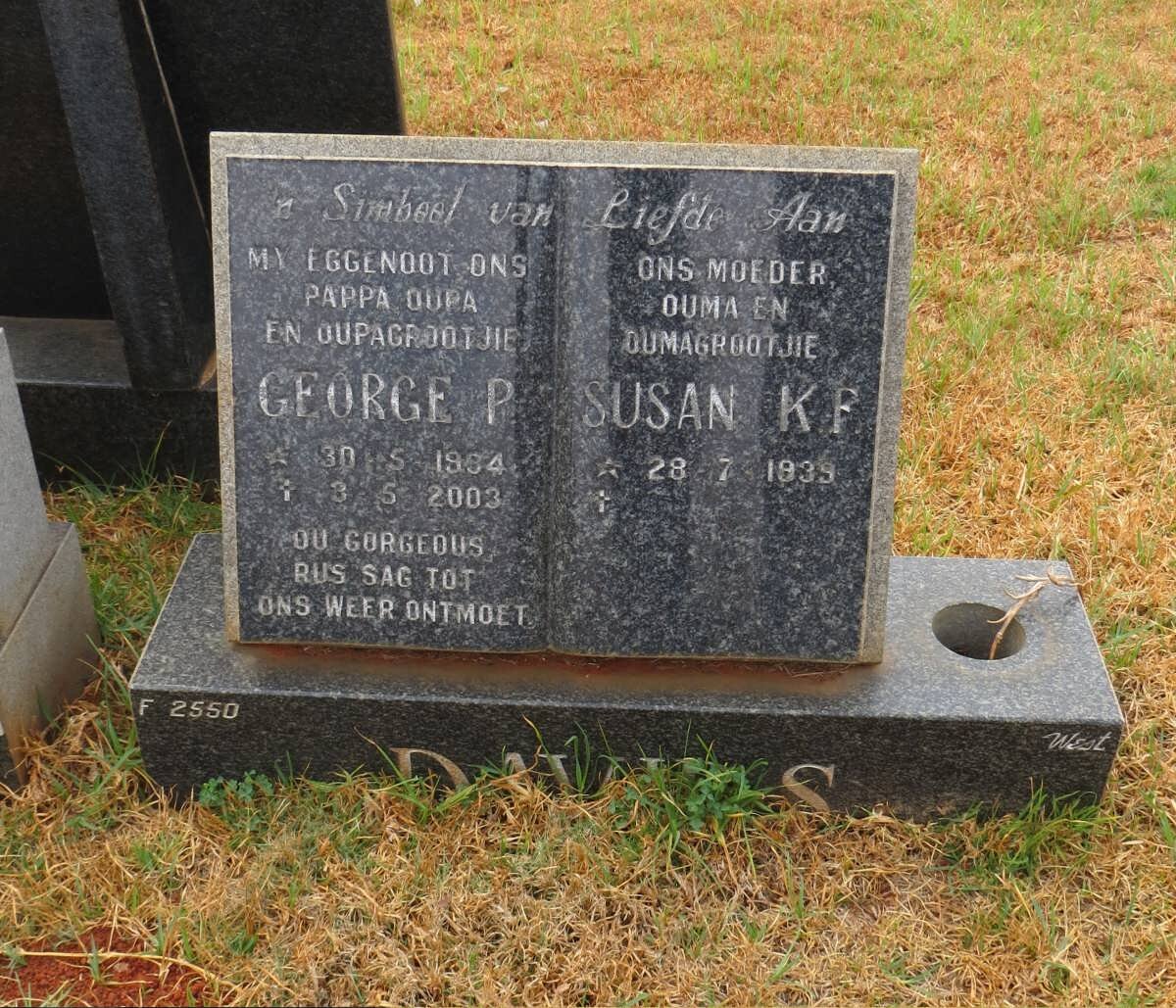 DAVIDS George P. 1934-2003 &amp; Susan K.F. 1939-