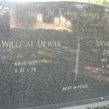 DEWAR William 1897-1978 &amp; Annie Dunlop STEWART 1899-1955