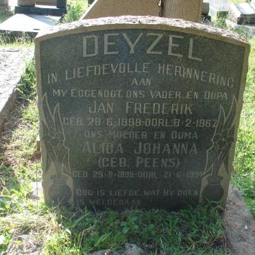 DEYZEL Jan Frederik 1899-1967 &amp; Alida Johanna PEENS 1899-1994
