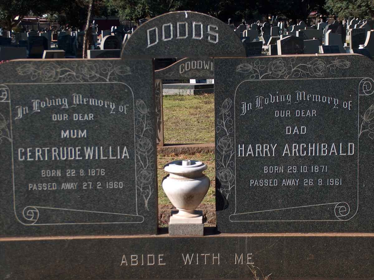 DODDS Harry Archibald 1871-1961 &amp; Gertrude Willia 1876-1960