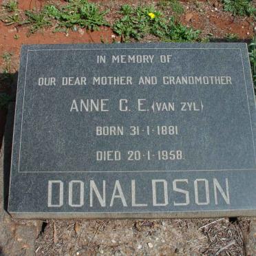 DONALDSON Anne C.E. nee VAN ZYL 1881-1958