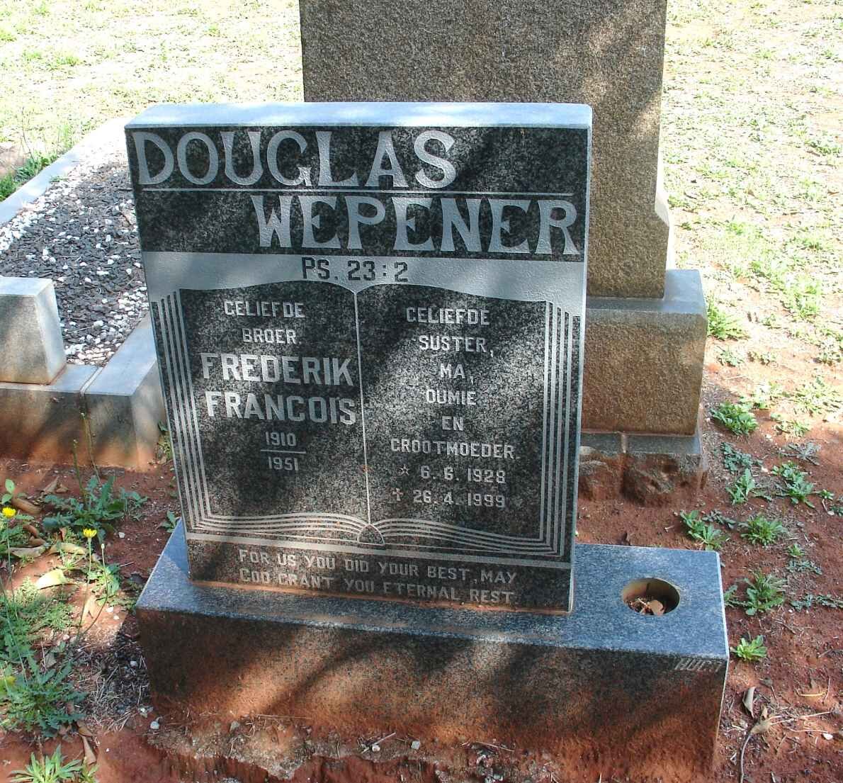 DOUGLAS Frederik Francois 1910-1951 :: WEPENER 1928-1999