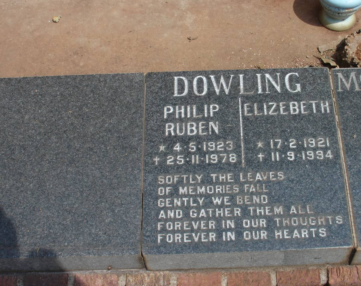 DOWLING Philip Reuben 1923-1978 &amp; Elizabeth 1921-1994