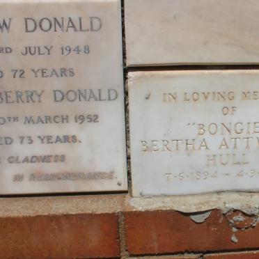 DONALD Andrew -1948 &amp; Jessie Berry -1952 :: HULL Bertha Attwooll 1894-1982