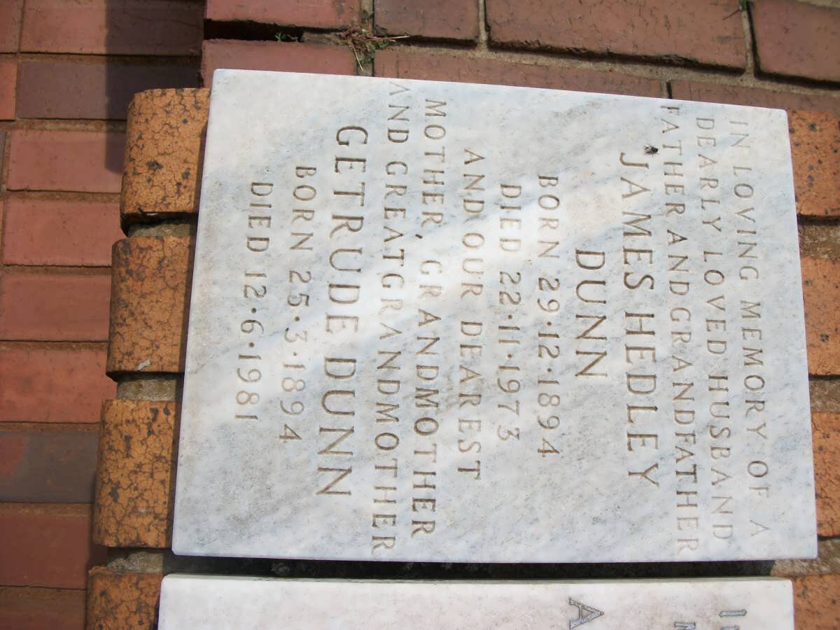 DUNN James Hedley 1894-1973 &amp; Getrude 1894-1981