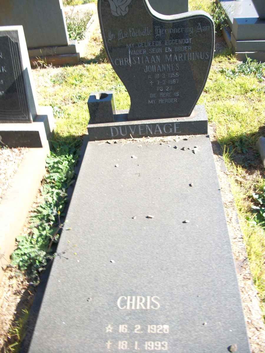 DUVENAGE Christiaan Marthinus Johannes 1955-1987