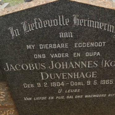 DUVENHAGE Jacobus Johannes 1904-1965