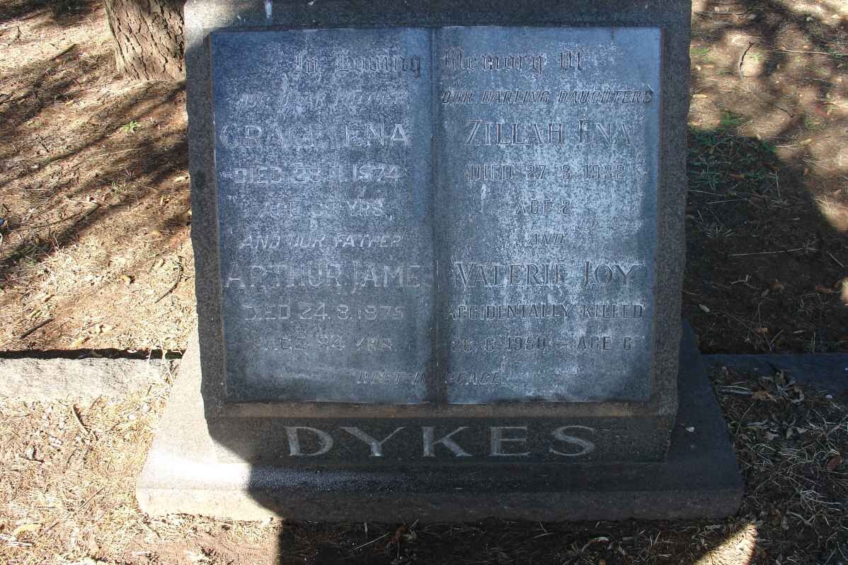 DYKES Arthur James -1975 &amp; Grace Ena -1974 :: DYKES Zilla Ena -1932 :: DYKES Valerie Joy -1950