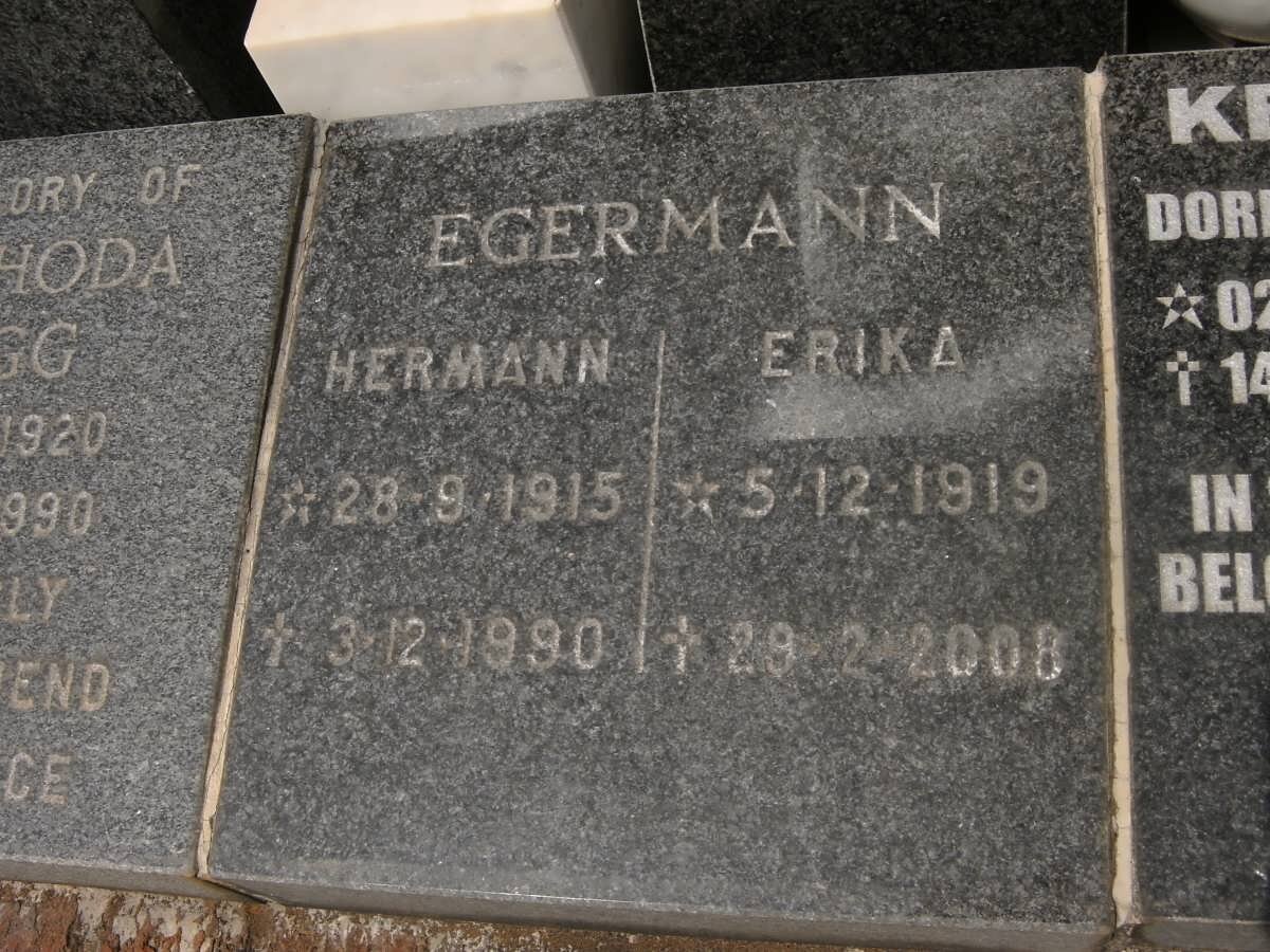 EGERMANN Hermann 1915-1990 &amp; Erika 1919-2008