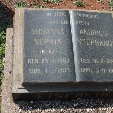 ETSEBETH Andries Stephanus 1891-1954 &amp; Susanna Sophia KEET 1896-1953