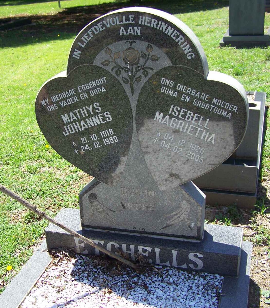 ETCHELLS Mathys Johannes 1918-1989 &amp; Isebell Magrietha 1920-2005