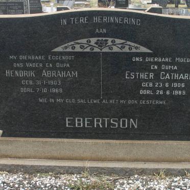 EBERTSON Hendrik Abraham 1903-1969 &amp; Esther Catharina 1906-1989