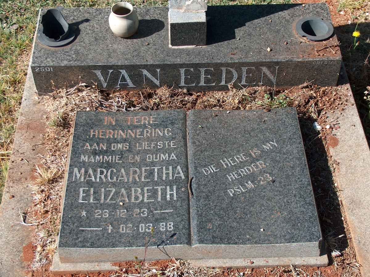 EEDEN Magaretha Elizabeth, van 1923-1988