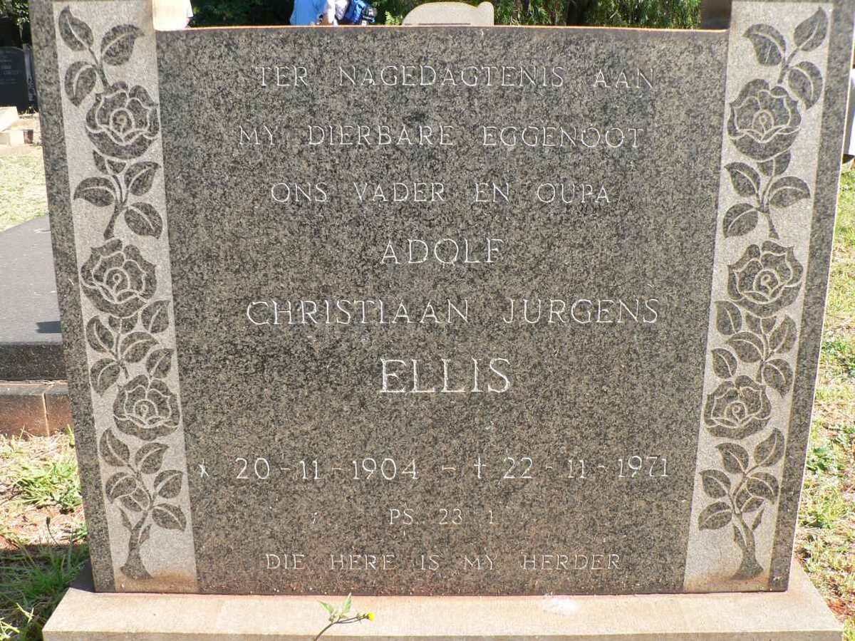 ELLIS Adolf Christiaan Jurgens 1904-1971