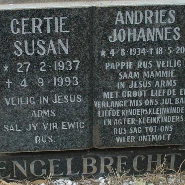ENGELBRECHT Andries Johannes 1934-2010 &amp; Gertie Susan 1937-1993