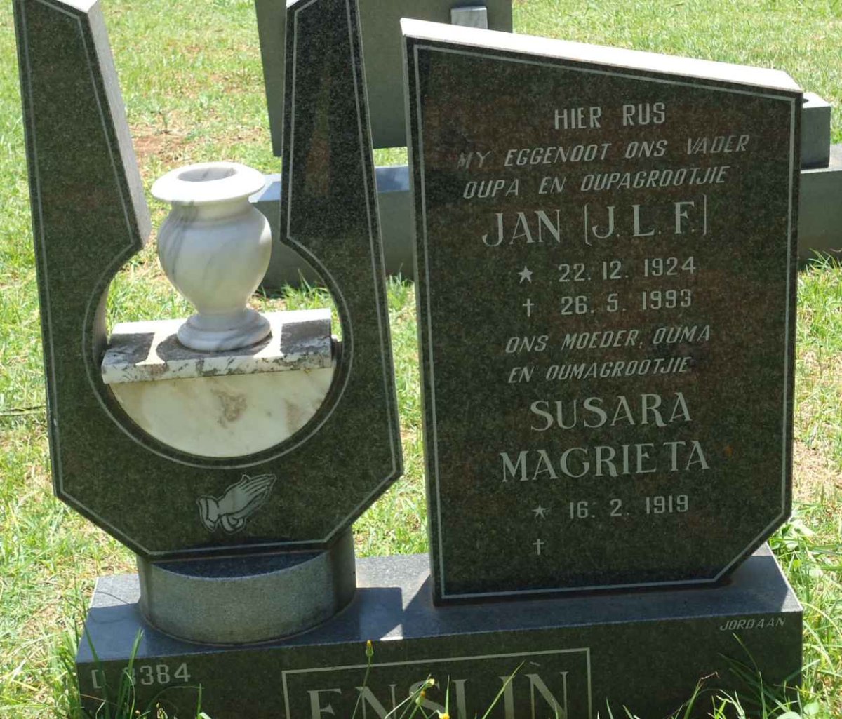 ENSLIN J.L.F. 1924-1993 &amp; Susara Magrieta 1919-