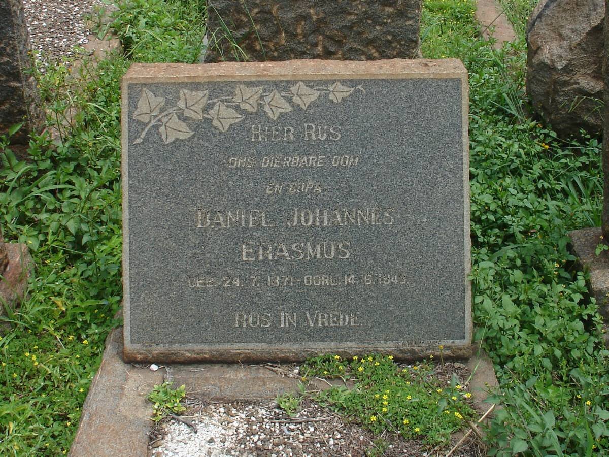 ERASMUS Daniel Johannes 1871-1949