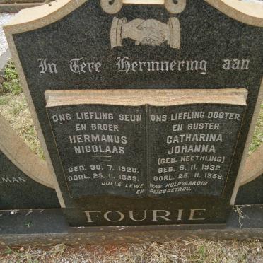 FOURIE Hermanus Nicolaas 1928-1959 &amp; Catharina Johanna NEETHLING 1932-1959