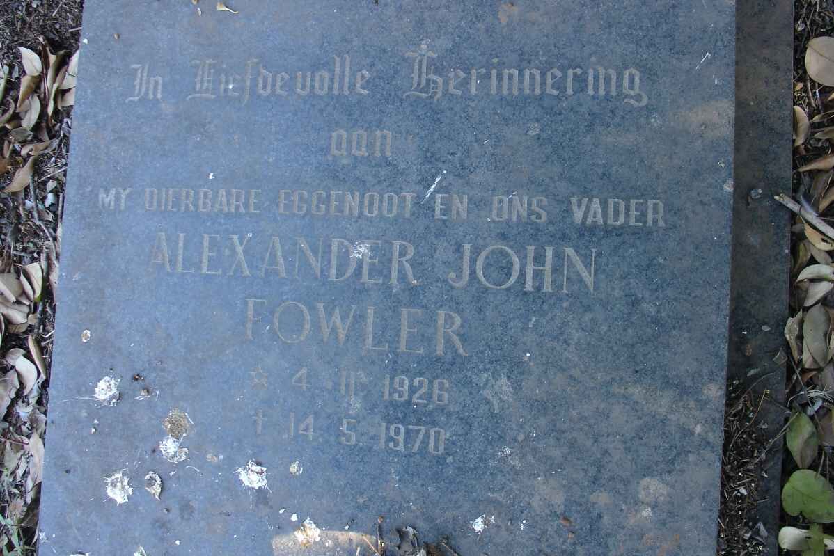 FOWLER Alexander John 1926-1970