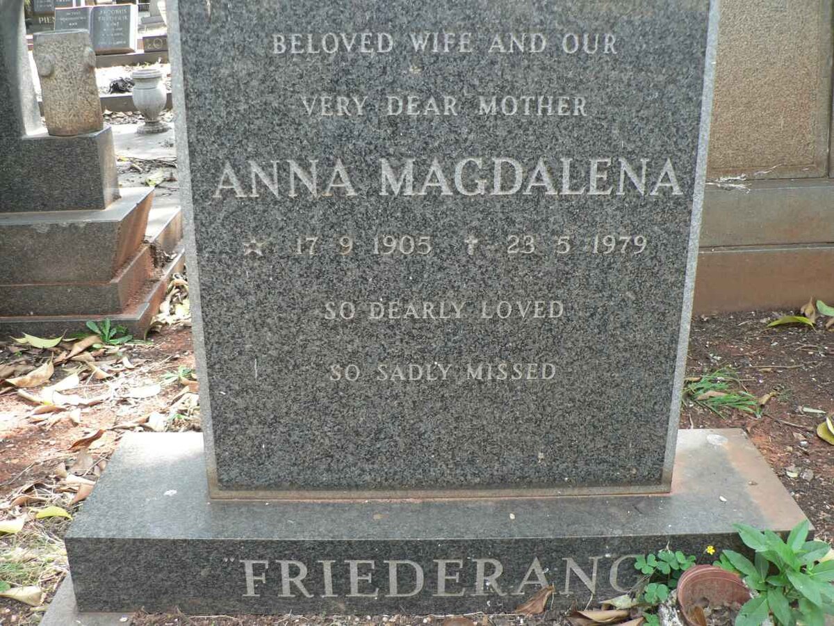FRIEDERANG Anna Magdalena 1905-1979