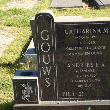 GOUWS Andries F.A. 1921-1985 &amp; Catharina M. 1927-1983