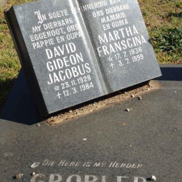 GROBLER David Gideon Jacobus 1928-1984 &amp; Martha Franscina 1936-1999