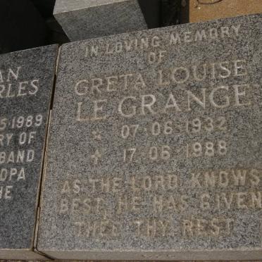 GRANGE Greta Louise, le 1932-1988