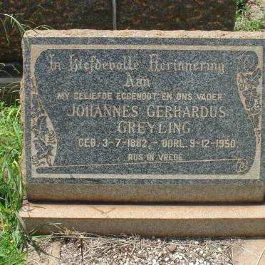 GREYLING Johannes Gerhardus 1882-1950