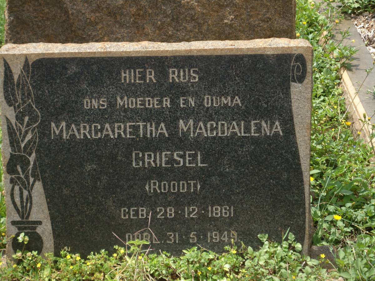 GRIESEL Margaretha Magdalena nee ROODT 1861-1949