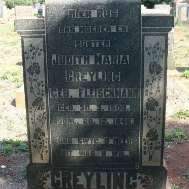 GREYLING Marthinus J. 1886-1967 &amp; Judith Maria FLEISCHMANN 1900-1946 :: FLEISCHMANN Hermanus Johannes 1885-1956