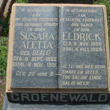 GROENEWALD Eldrick 1890-1960 &amp; Susara Aletta DEALE 1892-1951