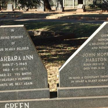 GREEN John Moffat Harston 1913-1983 :: GREEN Barbara Ann 1949-1971