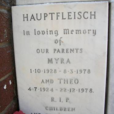 HAUPTFLEISCH Theo 1924-1978 &amp; Myra 1928-1978