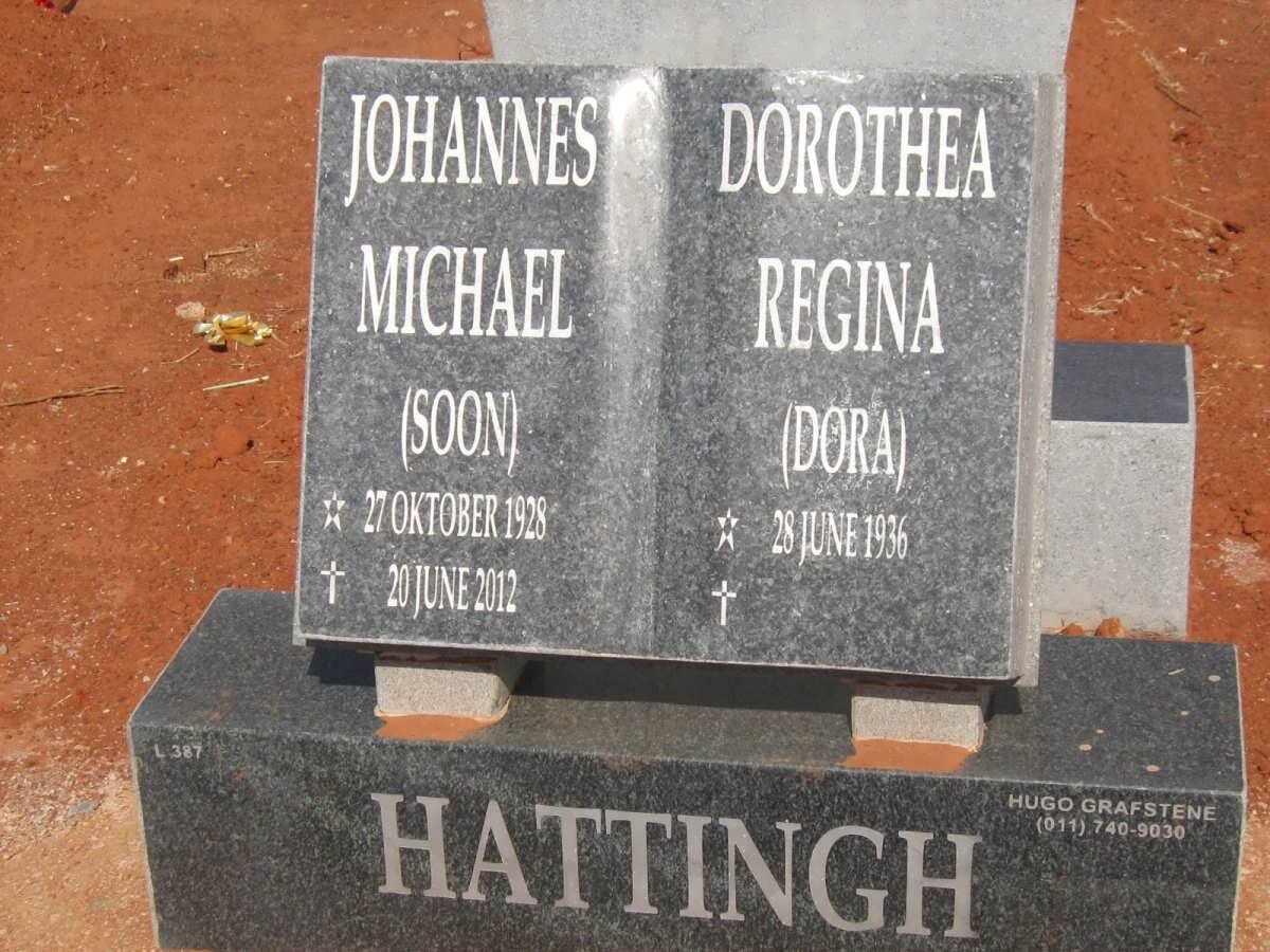 HATTINGH Johannes Michael 1928-2012 &amp; Dorothea Regina 1936-
